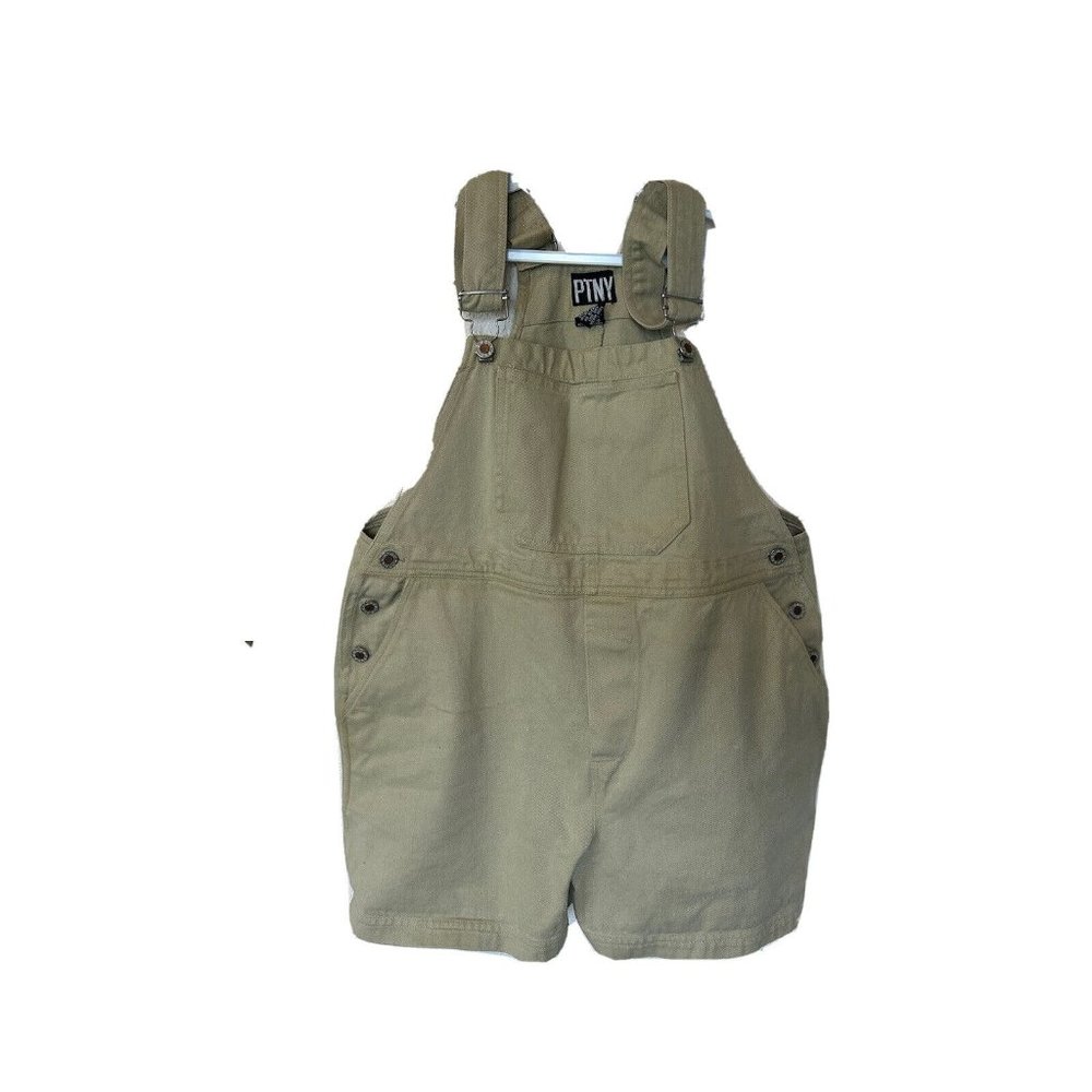 Vintage Relaxed Short Bib Overalls Short Alls Khaki